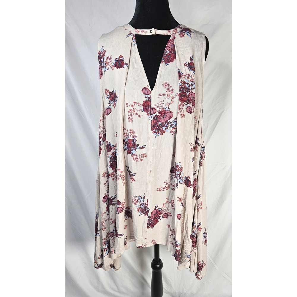 Women's Free People Sleeveless Floral Print‎ Tunic Top Trapeze Tank Mini Dress